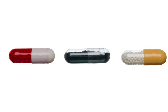 Pills capsule isolated on white background
