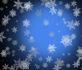 Abstract blue winter, Christmas, New Year background with snowfl