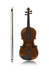 Fototapeta premium Widok z przodu skrzypce i smyczek