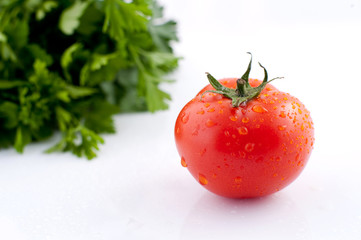 The fresh tomatoes and parsley