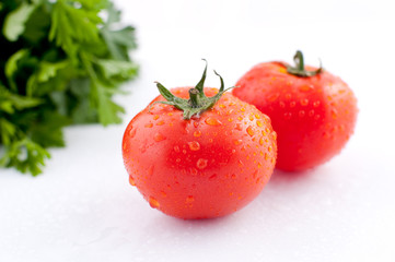The fresh tomatoes and parsley