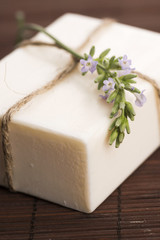 Lavender soap with lavender flowers