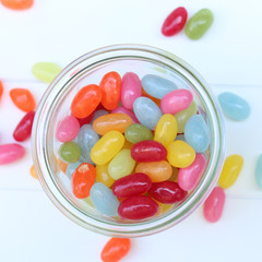 bunte Jellybeans im Glas