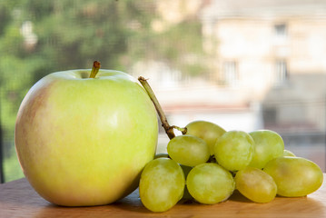 apple and grapes