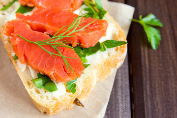 Sandwich with smoke salmon