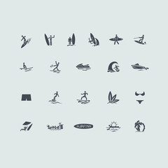 Set of surfing icons