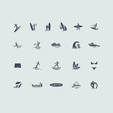 Set Of Surfing Icons