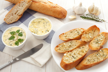 garlic bread compound butter herb baguette thyme rosemary coriander oregano