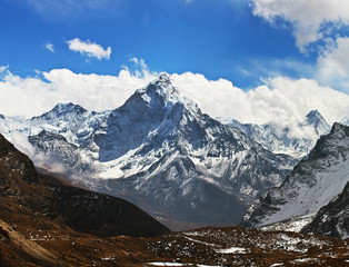 Ama Dablam mount view from Cho La pass, Sagarmatha National park, Nepal