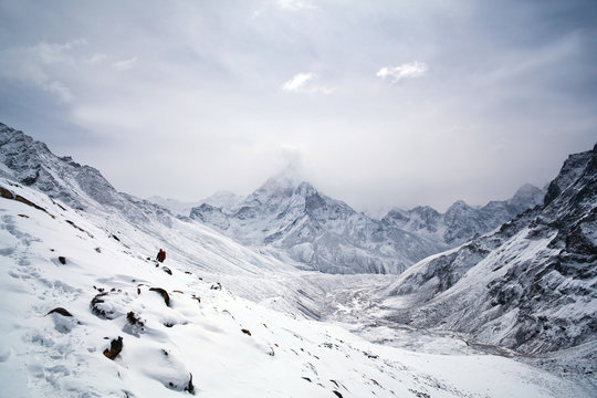 Trail to Everest Base Camp in Sagarmatha National Park, Nepal Himalaya