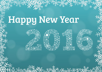 Naklejka na ściany i meble Happy new year 2016 card with snowflake frame and year 2016 made