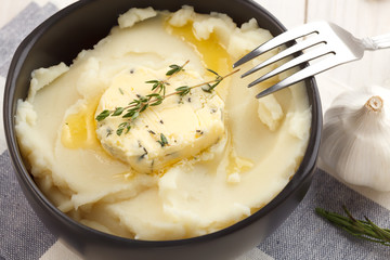 mashed potato compound butter herb baguette thyme rosemary coriander oregano