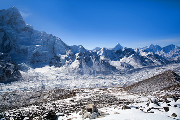 Khumbu Glacier in Sagarmatha National Park, Nepal Himalaya