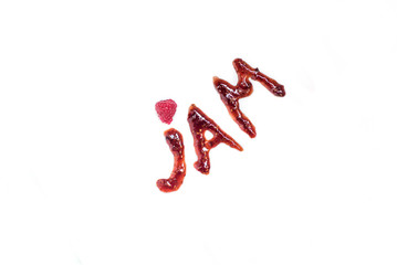 word jam spelling with jam and raspberry