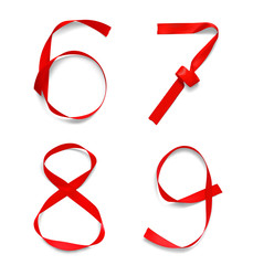 Set of numbers from the ribbons. Vector illustration on a white background. The third part