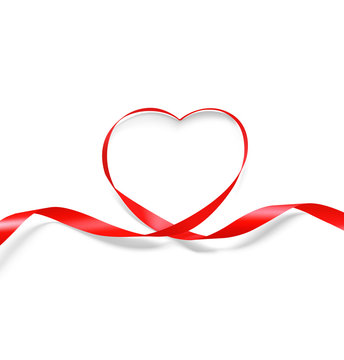 Red heart ribbon isolated on transparent Vector Image