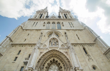 Fototapeta premium Portal and towers of Zagreb cathedral 