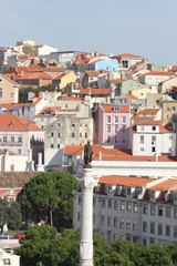Fototapeta na wymiar Lisbon viewed from the top, with Pedro column in the foreground