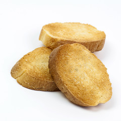 Crispy toasts on white