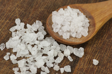Coarse sea salt close up
