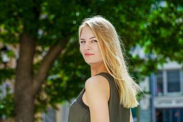 Naklejka premium Young beautiful blonde woman