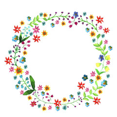 Hand drawn water color illustration of floral wreath 
