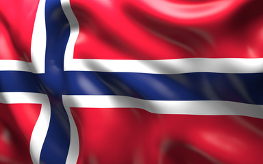  Flag of the Norway waving in the wind