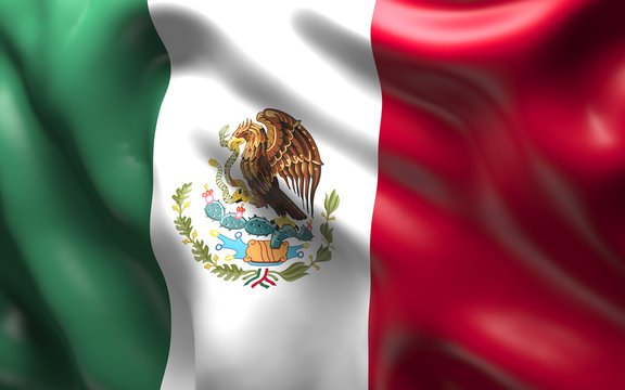  Flag of the Mexico waving in the wind