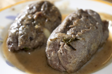 meatloaf of beef in red wine sauce