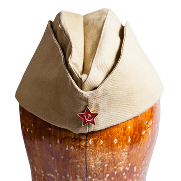 military garrison cap with soviet red star sign