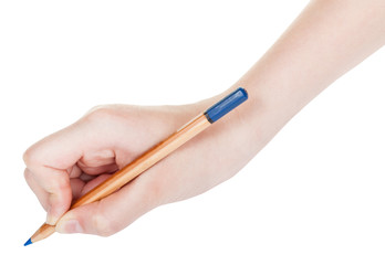 hand paints by wood blue pencil isolated