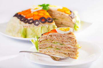 Salty pancake cake