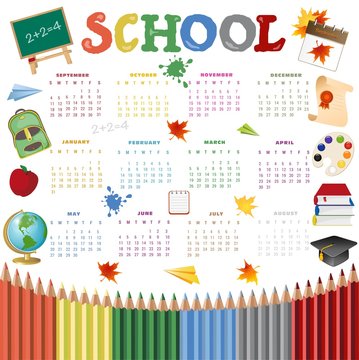 School calendar on new year school from 2015 to 2016 year