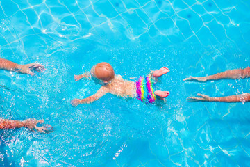Baby swimming underwater
