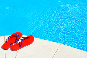 Pair of red flip-flops