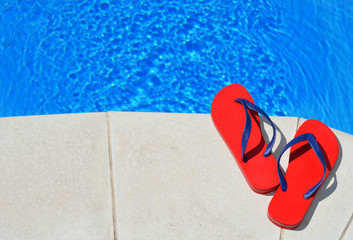 Pair of red flip-flops