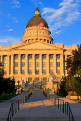 Utah State Capitol with warm evening light, Salt Lake City