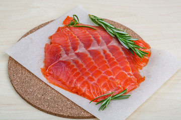Sliced salmon