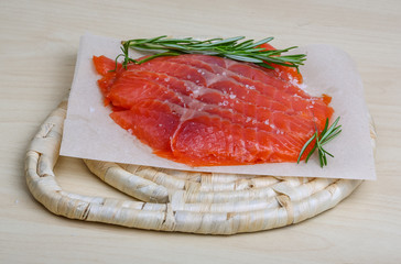 Sliced salmon
