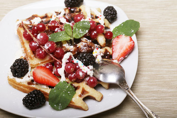 delicious waffles and fresh berries