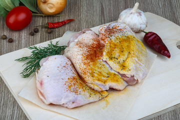 Raw chicken thights