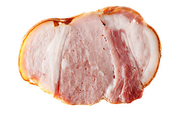 Ham slice isolated in white