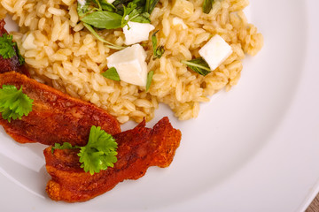 Risotto with mozzarella and bacon