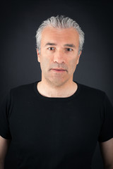 Handsome man doing different expressions in different sets of clothes: angry