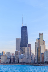 Chicago city urban skyscraper at  Beach.