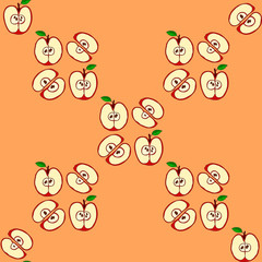 Vector seamless pattern with red apples 