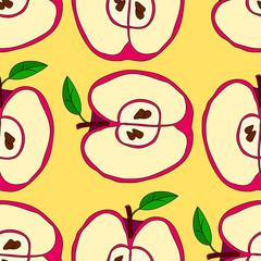 Vector seamless pattern with red apples 