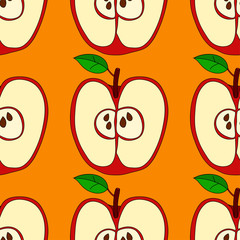Vector seamless pattern with red apples 