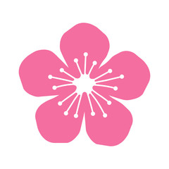 Obraz premium Peach or cherry blossom flower flat icon for apps and websites