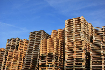 Stacked wooden pallets - 89740234